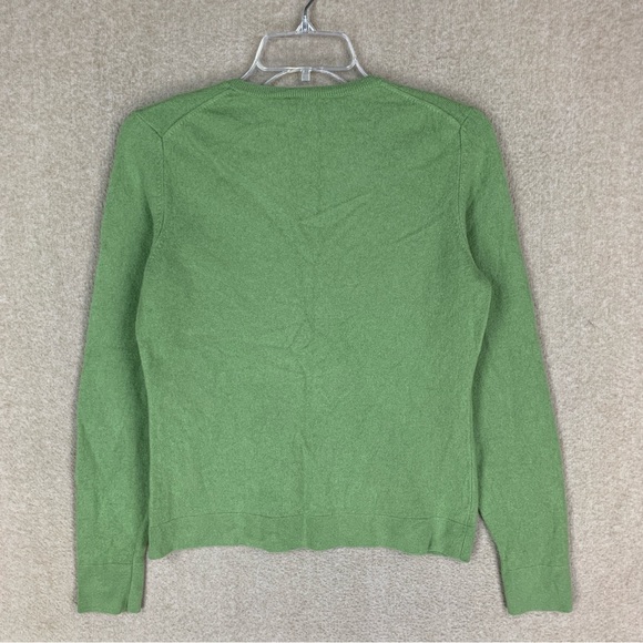 🚨SOLD 🚨Ann Taylor 100% Cashmere Sweater M Women Green V Neck Pullover Academia - Picture 5 of 7